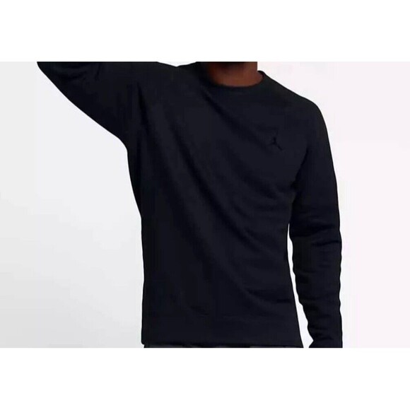 NIKE AIR JORDAN WINGS CREW FLEECE BLACK/BLACK SWEATSHIRT 860194-010‎ Men's M - Picture 2 of 10